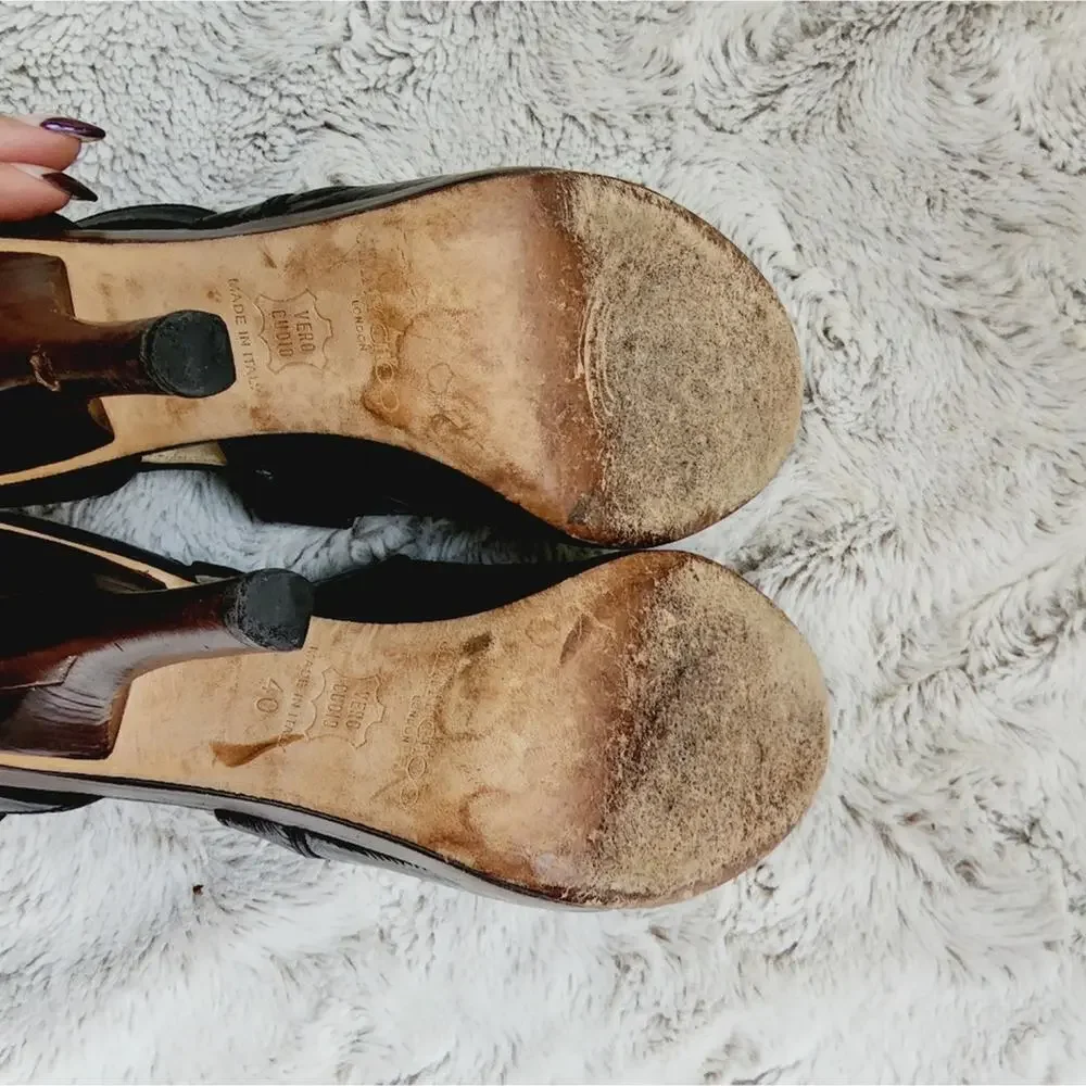 JIMMY CHOO LONDON BLACK OPEN TOE SANDALS SIZE 40(9)